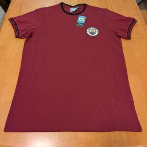 Manchester City FC Official T-Shirt Maroon Red Burgundy Size S NWT